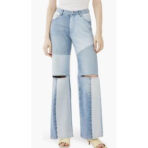 KSENIASCHNAIDER x DL1961 $379‎ Zoie High Waist Wide Leg Jeans In Patchwork Sz 27